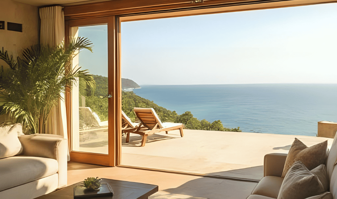 Luxury vacation rental villa with ocean view, representing high-end short-term rental investing.