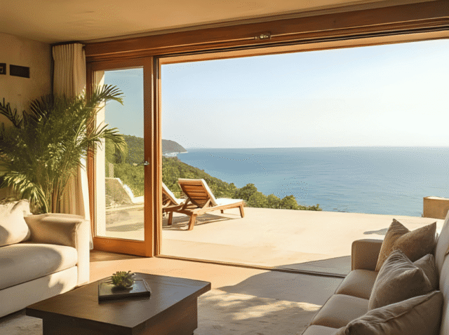 Luxury vacation rental villa with ocean view, representing high-end short-term rental investing.